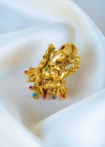 Statement Ganpati Navratna Ring (Antique Gold) RING01413 - Image 3