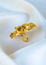 Statement Ganpati Navratna Ring (Antique Gold) RING01413 - Image 4