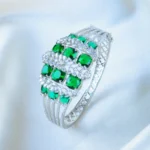 Statement Green Bracelet (Silver) BRA001177