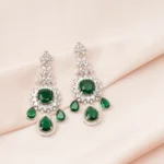 Statement Green Danglers (Silver) EAR000757