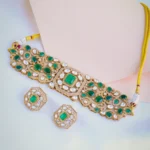 Statement Green Fusion Choker Set (Victorian Gold) NEC000949