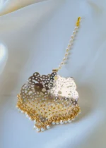 Statement Jadau Pearl Mang Tika (Yellow Gold) ACC001240 - Image 4