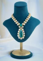 Statement Moissanite Polki Green Necklace Set (Yellow Gold) NEC001077 - Image 2
