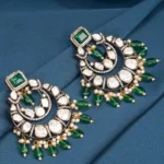 Statement Polki Green Chandbalis (Dual Plating) EAR000621
