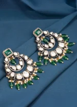 Statement Polki Green Chandbalis (Dual Plating) EAR000621