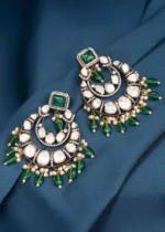Statement Polki Green Chandbalis (Dual Plating) EAR000621 - Image 2