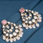 Statement Polki Pink Chandbalis (Dual Plating) EAR000622