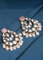 Statement Polki Pink Chandbalis (Dual Plating) EAR000622