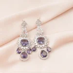 Statement Purple Danglers (Silver) EAR000765