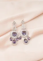 Statement Purple Danglers (Silver) EAR000765