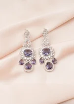 Statement Purple Danglers (Silver) EAR000765 - Image 2