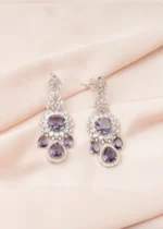 Statement Purple Danglers (Silver) EAR000765 - Image 3
