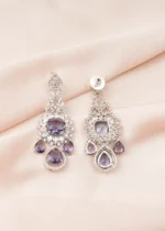 Statement Purple Danglers (Silver) EAR000765 - Image 4