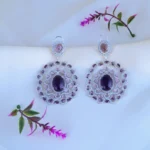 Statement Purple Earrings (Silver) EAR000801