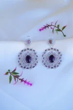 Statement Purple Earrings (Silver) EAR000801
