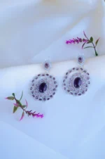 Statement Purple Earrings (Silver) EAR000801 - Image 3