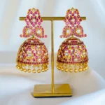 Statement Ruby Kundan Jhumka (Antique Gold) EAR001423