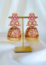 Statement Ruby Kundan Jhumka (Antique Gold) EAR001423