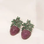 Statement Strawberry Stud Earrings (Black Rhodium) EAR000458