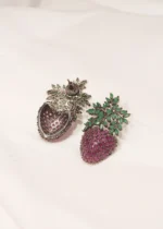 Statement Strawberry Stud Earrings (Black Rhodium) EAR000458 - Image 3
