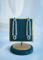 Studded Green Hasli Necklace Set (Silver) NEC001193 - Image 4