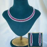 Studded Ruby Hasli Necklace Set (Silver) NEC001192