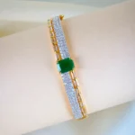 Stylish Emerald Green Bracelet (Yellow Gold) BRA001269