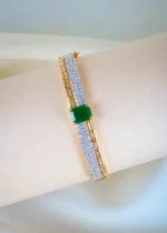 Stylish Emerald Green Bracelet (Yellow Gold) BRA001269