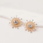 Sun Rays Solitaire Earrings (Yellow Gold) EAR000689