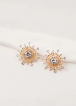 Sun Rays Solitaire Earrings (Yellow Gold) EAR000689