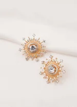 Sun Rays Solitaire Earrings (Yellow Gold) EAR000689 - Image 2