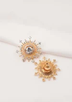 Sun Rays Solitaire Earrings (Yellow Gold) EAR000689 - Image 3