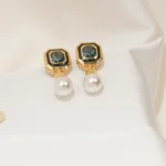 Swarovski Blue Earrings (Yellow Gold) EAR000557