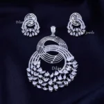 Swirl Cascade Diamond Pendant Set (Silver) PSET02420