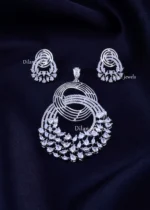 Swirl Cascade Diamond Pendant Set (Silver) PSET02420