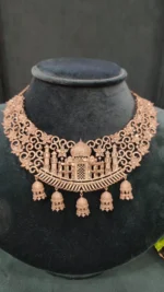 Taj Mahal Love Necklace Set (White-Gold)- NEC08122207