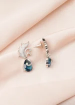 Teal Drop Earrings (Silver) EAR000767 - Image 2