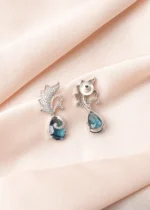 Teal Drop Earrings (Silver) EAR000767 - Image 3
