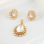 Teardrop Kundan Pendant Set (Yellow Gold) PSET02441