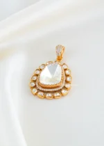 Teardrop Kundan Pendant Set (Yellow Gold) PSET02441 - Image 3