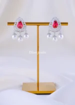 Teardrop Majesty Pink Earrings (Silver) EAR002083