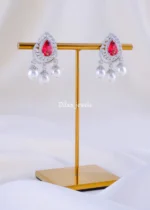 Teardrop Majesty Pink Earrings (Silver) EAR002083 - Image 2