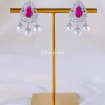 Teardrop Majesty Ruby Earrings (Silver) EAR002084