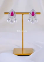 Teardrop Majesty Ruby Earrings (Silver) EAR002084