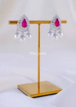 Teardrop Majesty Ruby Earrings (Silver) EAR002084 - Image 2