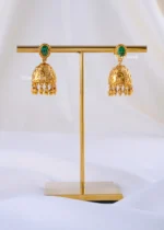 Temple Glow Carved Jhumkas (Yellow Gold) EAR002292