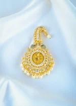 Temple Krishna Kundan Kalgi For Men (Yellow Gold) KALGI1116 - Image 2