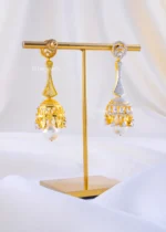 The Crescent Bell Pearl Jhumka Earring (Yellow Gold) EAR002332 - Image 3