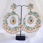 Maharani's Jadau Green Earrings (Yellow Gold) EAR002322