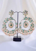 Maharani's Jadau Green Earrings (Yellow Gold) EAR002322